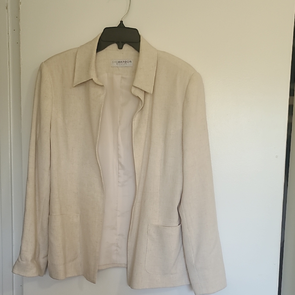 Sag Harbor Cream Blazer Lightweight Classic Design